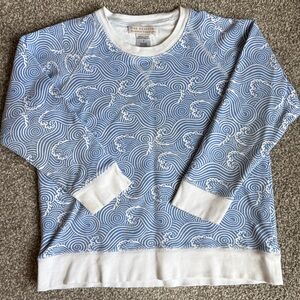 The Beaufort Bonnet Company Blue & White Wave-Print Kids Sweatshirt